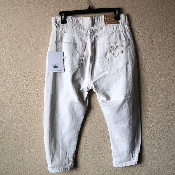 One Teaspoon Eagles Drop Crotch Cropped Jeans 24 - Picture 9 of 9